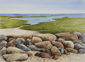 Struna Galleries of Brewster and Chatham, Cape Cod Paintings of New England and Cape Cod  - Lunch at Paines Creek